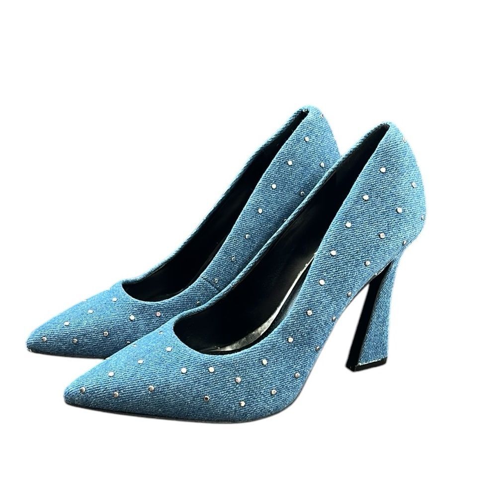 New Nine West Studded Denim Heels | Size 6